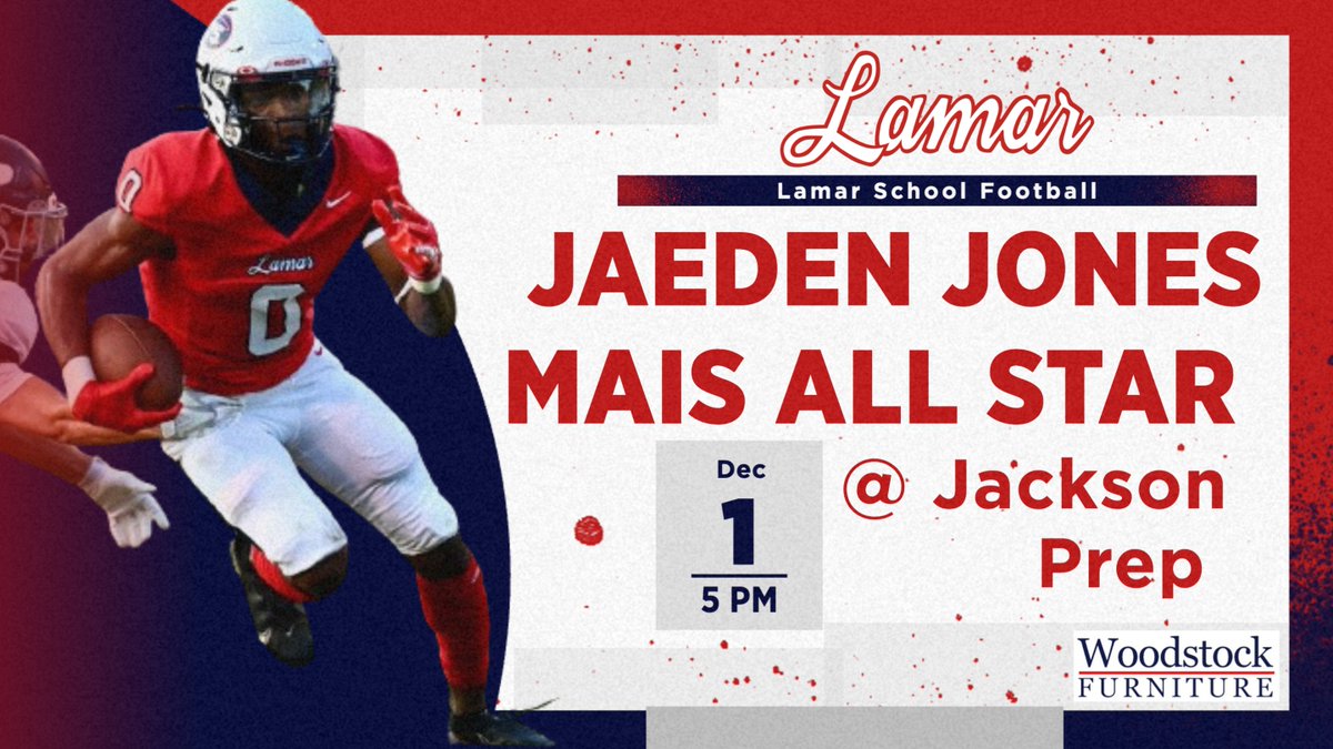 Lamar School Football (@lamarschool_fb) on Twitter photo Congratulations to <a href="/Jaeden4x/">Jaeden Jones ⭐️</a> on be selected to the 2023 MAIS All Star game
#WeAreLamar Congratulations to <a href="/Jaeden4x/">Jaeden Jones ⭐️</a> on be selected to the 2023 MAIS All Star game
#WeAreLamar