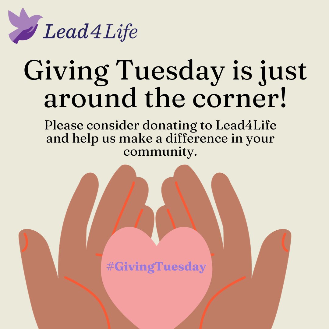 Lead4lifeI's tweet photo. Giving Tuesday is just around the corner! 

If you're interested in learning more about Lead4Life and our programs, click below:
https://t.co/9anhI8nY7L
Donate Here:
https://t.co/7Xl7U9sk3b

#Lead4Life #GivingTuesday #NonProfitOrganization #MarylandNonProfits https://t.co/58gDk7Q1nb