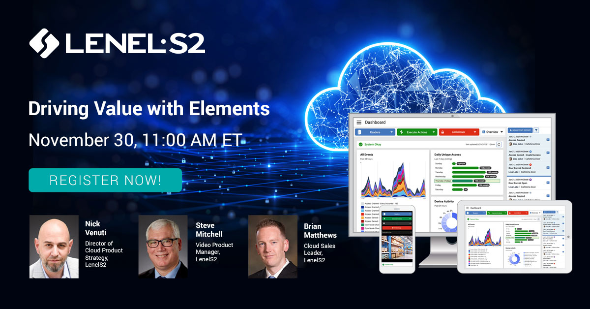 Mark your calendars for our upcoming webinar on Thursday, November 30 at 11:00 AM EST, where we'll be highlighting the latest updates and upgrades to the LenelS2 Elements cloud-based access control solution!

Click here to register: carrier.zoom.us/webinar/regist…