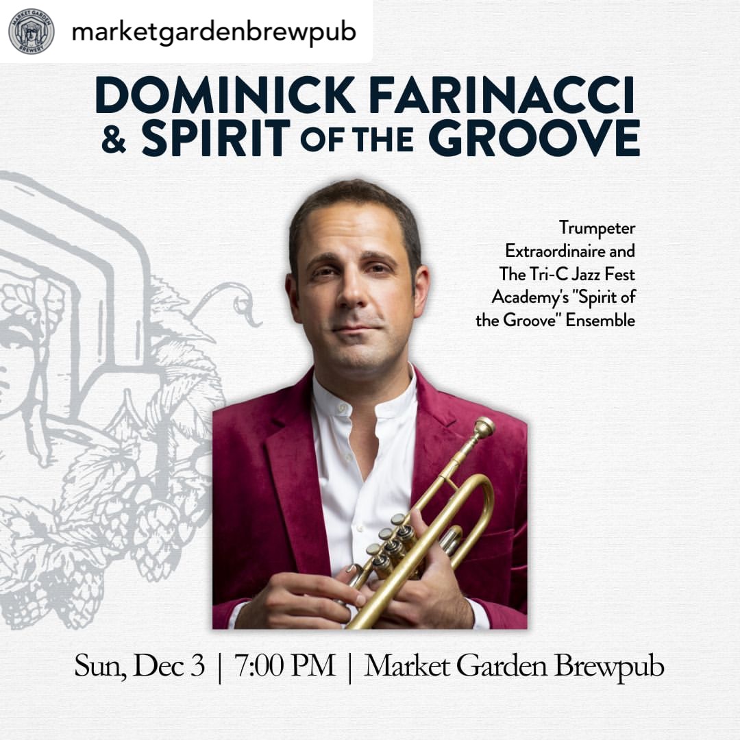 Tri-C JazzFest Academy Spirit of the Groove members will join me at Market Garden Brewery in Cleveland this Sunday. I am looking forward to showcasing this group of dedicated young musicians! Tickets: bit.ly/3GjiFBy