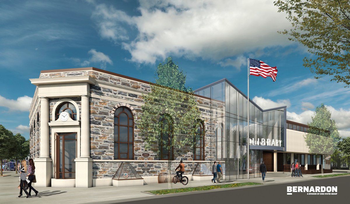 bernardondesign's tweet photo. Haverford Township approved $20.8M for renovations to the Haverford Twp. Free Library. This #DesignedbyBernardon project aims to create a vibrant community hub for creative learning, with a 5k SF addition, a "maker space," community rooms, a demo kitchen, and exciting programs. https://t.co/X6uV1Htjmg