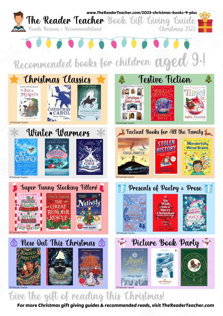 MrEPrimary's tweet photo. 🎄It’s just FOUR weeks until Christmas Day so give the gift of reading this Christmas with my FOUR 2023 #TheReaderTeacher Gift Giving Guides for schools & families!

📚Links to download & buy books⬇️
Ages 3+: https://t.co/83BG4x6Lrh
Ages 5+: https://t.co/UoVnX3Jl1w
Ages 7+: https://t.co/Ww0Bj70vSe
Ages 9+: https://t.co/bkNCVxjcLG