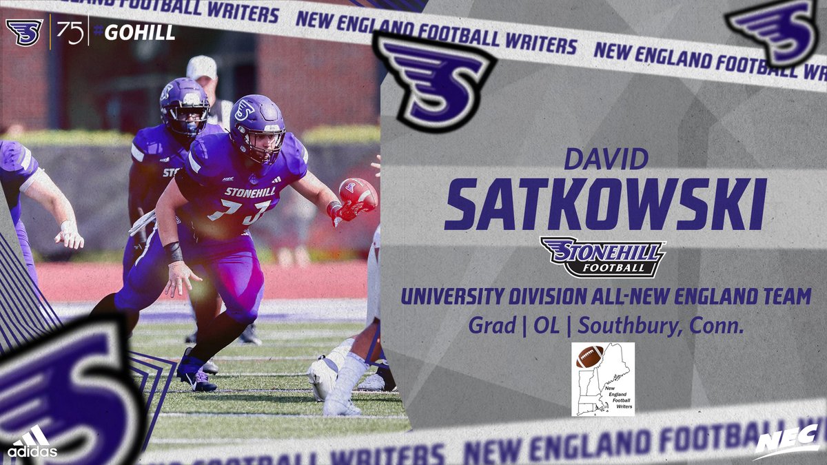 Stonehill Athletics (@gostonehill) on Twitter photo 🏈🏆ALL-NEW ENGLAND HONORS🏆🏈
<a href="/StonehillFB/">Stonehill Football #DIG</a> postgrad offensive lineman David Satkowski is one of 5⃣ #NECFB selections to the Division I New England All-Star Team by the New England Football Writers!
2⃣nd Skyhawk to earn All-New England honors at DI level
1⃣3⃣th Skyhawks 🏈🏆ALL-NEW ENGLAND HONORS🏆🏈
<a href="/StonehillFB/">Stonehill Football #DIG</a> postgrad offensive lineman David Satkowski is one of 5⃣ #NECFB selections to the Division I New England All-Star Team by the New England Football Writers!
2⃣nd Skyhawk to earn All-New England honors at DI level
1⃣3⃣th Skyhawks