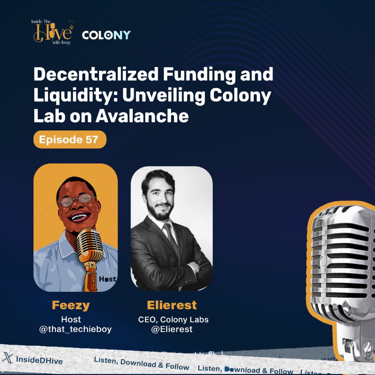I’m excited to having the @ElieRest (CEO of @Colonylab) on this exciting episode on TheHive. Another time to explore the #Avax ecosystem with this amazing project. Feel free to shoot some questions you’ll love me to ask 👇