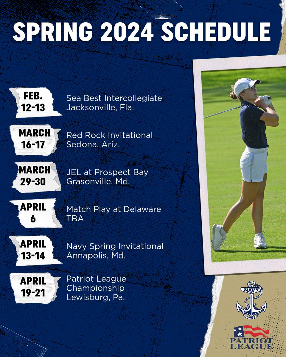 The @Navywomensgolf spring schedule is out! The Mids return to the course Feb. 12 in Jacksonville, while the Navy Spring Invitational is set for April 13-14. 📰 tinyurl.com/ywkeed6u