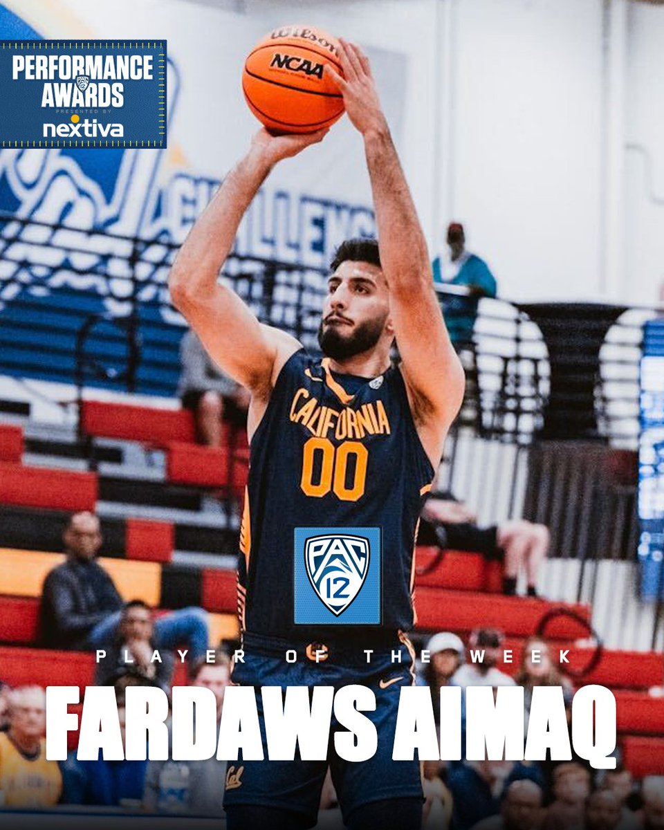 #Pac12MBB Player of the Week, presented by <a href="/Nextiva/">Nextiva</a>: Fardaws Aimaq 🐻

Full release ➡️ pac12.me/24MBBPOW3