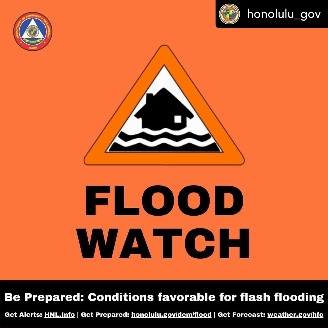 REPOST @Oahu_DEM: Flood Watch for Oahu From Tuesday Morning Through Thursday Afternoon web1.hnl.info/hnlalerts/web-… Latest weather: weather.gov/hfo/ #alohacarehawaii #hiwx #hiweather