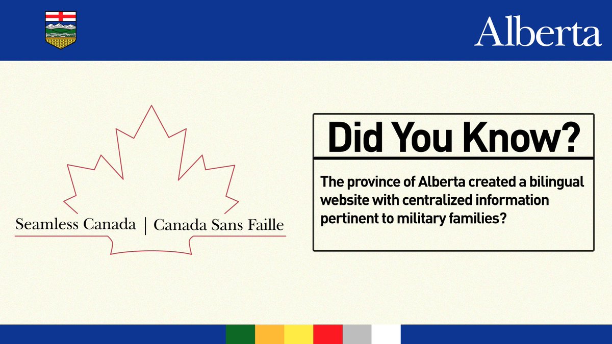 CanadianForces's tweet image. Did you know that CAF members and their families in Alberta now have access to a bilingual website with centralized information pertinent to military families? Check it out: alberta.ca/military-famil…

This is just one of many resources to help when moving. #SeamlessCanada 1/2