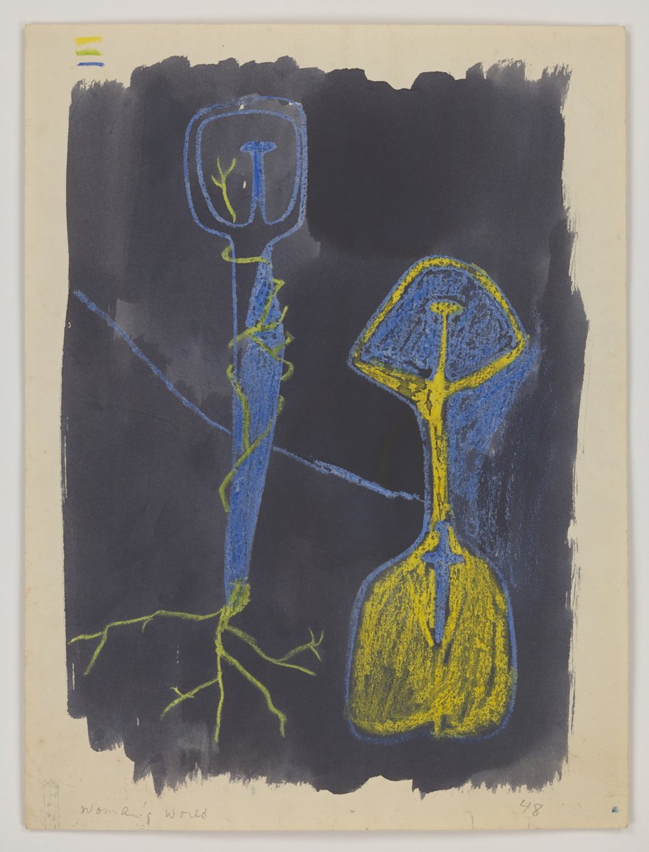 Luchita Hurtado
Woman's World, 1948
Crayon and ink on paper
11 3/4 × 8 5/8 inches 

#LuchitaHurtado