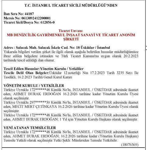 ama önce mecit mert çetinkaya'ya bakalım. ticaret sicil gazetesinden tc kimlik no'sunu buldum ve ito bilgi bankasından diğer şirketini tespit ettim. mb denizcilik. burak erdoğan'ın şirketi. şimdi adrese bakalım. evet aynı. web sitesi aynı. ortağına bakalım. evet, burak erdoğan.