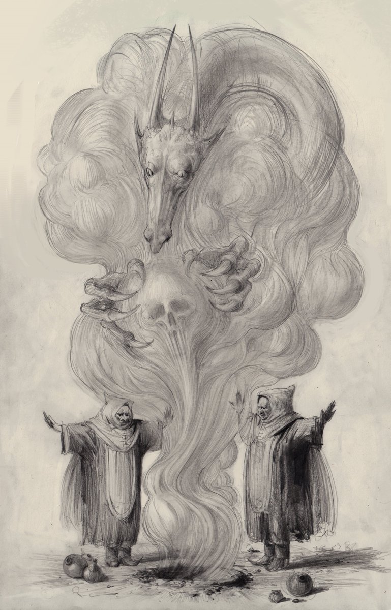 jesserintaylor1's tweet image. 'Summoning the Serpent'
Graphite on moleskine paper 
Just kind of a fun idea I thought I would explore, it was relaxing drawing all of the lines in the smoke plumes