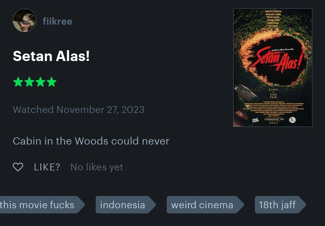 wwwWINNERrrr's tweet photo. Thank you semua yang sudah nonon Setan Alas! #filmsetanalas #setanalas #jaff18 @JAFFJogja @akasacarafilm https://t.co/cvoB67TWVa