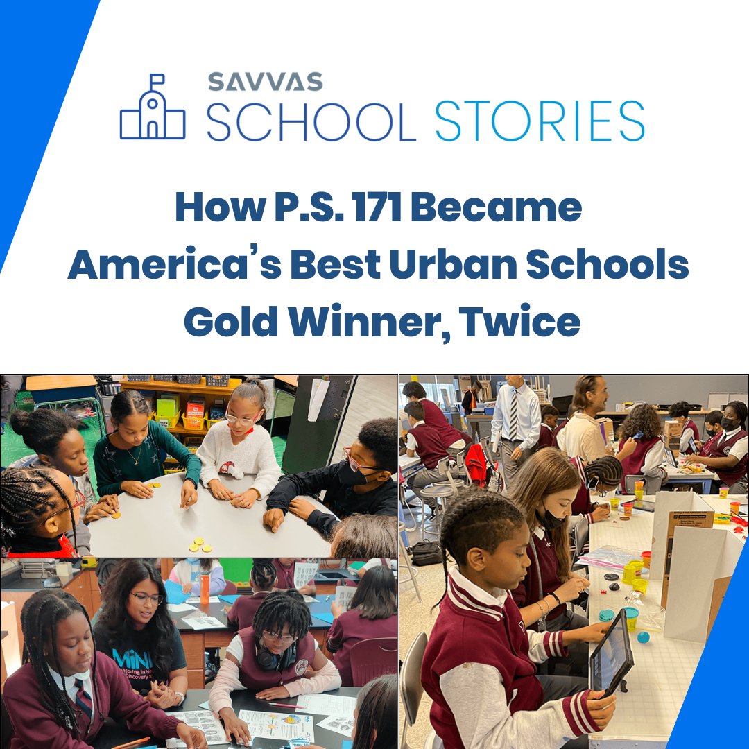 SavvasLearning's tweet photo. 🏫 Learn how P.S. 171 became America’s Best Urban Schools Gold Winner, Twice: https://t.co/T6vPevKcLl

#edchat #enVisionMath #iteachmath @phprepnyc https://t.co/gbVaKpmI9s