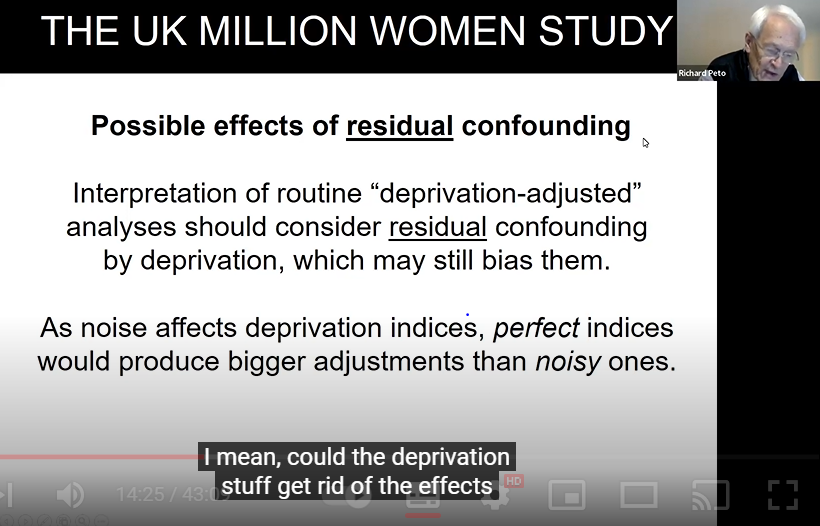 Brilliant seminar by Richard Peto @HarvardChanSPH about the influence of residual confounding in observational epidemiological studies. Compelling actual and hypothetical examples immediately suggest sensitivity analyses explicitly for this should be /cont youtube.com/watch?v=B0Zpen…