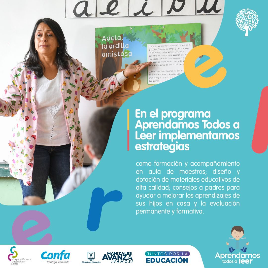 ¡Conoce Aprendamos Todos a Leer! Desde el 2014 venimos implementando este programa que está impactando las instituciones educativas de Manizales. Gracias a nuestros valiosos aliados @SecEducacionMz , @confacaldas, @el_BID, @Foundation_JF, @cpdcaldas📚 #JuntosPorLaEducacion