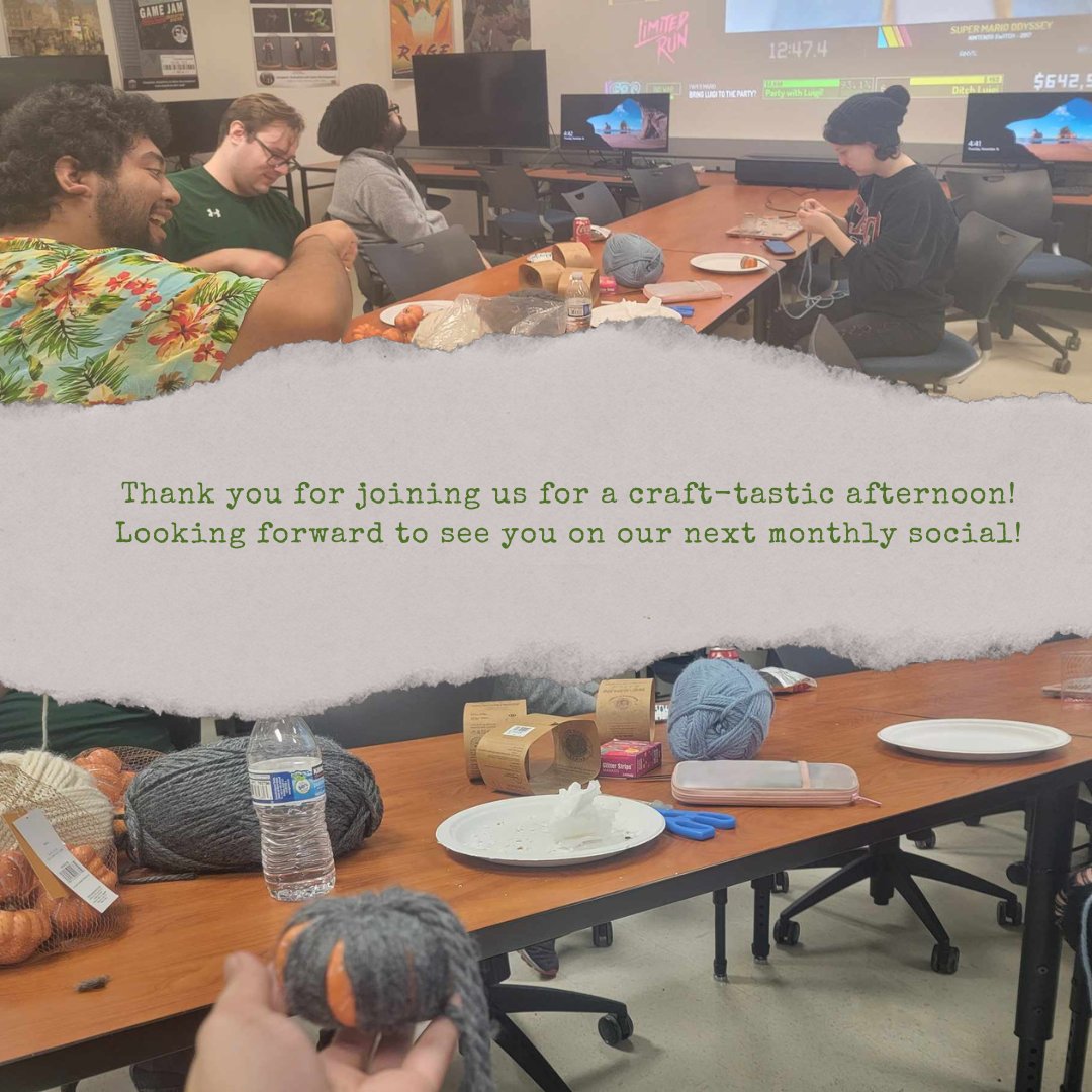 🎃🧶 A huge shoutout to all our fantastic students who made our monthly social a blast at Crafter-noon! Your creativity in making pumpkin yarns made it an unforgettable event! 🍂✨ Can't wait for more fun gatherings ahead!