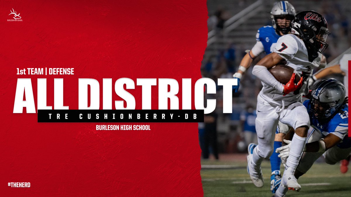 Congratulations to Tre Cushionberry on being named 1st Team All-District DB in District 5-5A! #TheHerd | 🔴⚫️ @MontrevianC