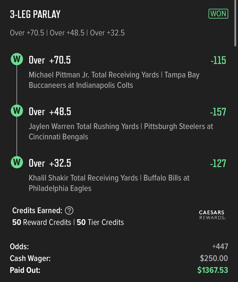 The $100 Giveaway is LIVE 📣

We cashed this awesome #NFL parlay below - I’m running a cash giveaway for the people! 

All you have to do is follow, like &amp; retweet this post to enter. Picking 4 winners tomorrow to win $25 each 🍀 

Cheers 🍻#GamblingX