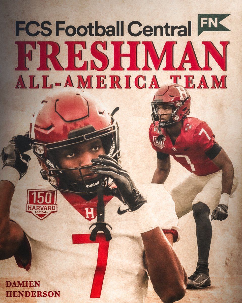 Damien Henderson made an impact in his first season here in Cambridge and was named a Freshman All-American by FCS Football Central!

🗞️ bit.ly/3GiSydX

#GoCrimson x #HarvardFootball150