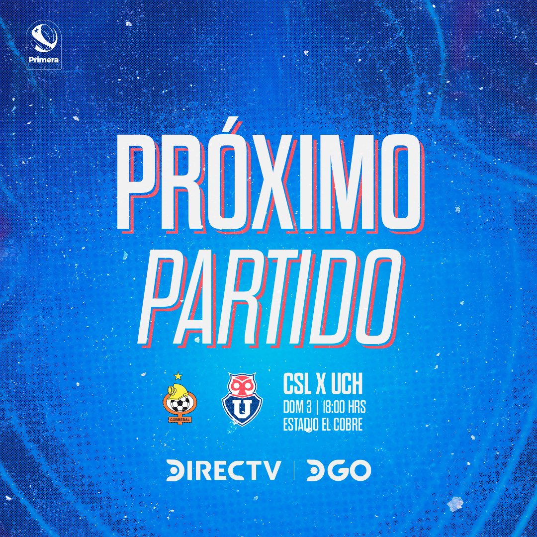 udechile's tweet photo. Próximo partido 🔜
🆚 Cobresal
📆 03/12
🕕 18:00 horas
🏟️ Estadio El Cobre

#VamosLaU 🤘🏼 https://t.co/YQRtZXvz4n