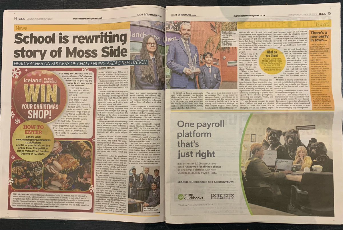 ‘School is rewriting story of Moss Side’ - brilliant read in today’s <a href="/MENnewsdesk/">Manchester News MEN</a> about the impact our brilliant, dedicated staff and students are making on the community.

#MakeManchesterMagic