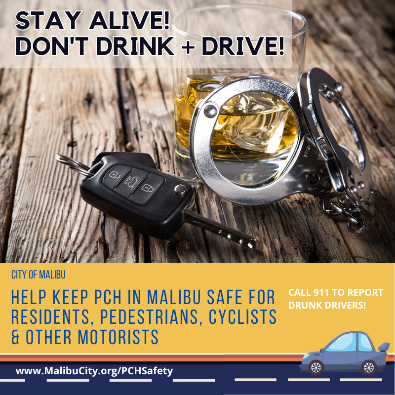 CityMalibu's tweet photo. You can help make #PCH in #Malibu safer for residents, pedestrians, cyclists! Stay alive, don’t drink &amp; drive - designate sober drivers &amp; use rideshares or taxis. Call 911 to report drunk drivers. @lindseyphorvath
@asm_irwin @benallenca @lasd_lhs Info: https://t.co/aOu8MaMMID https://t.co/kpDZxQQTf9