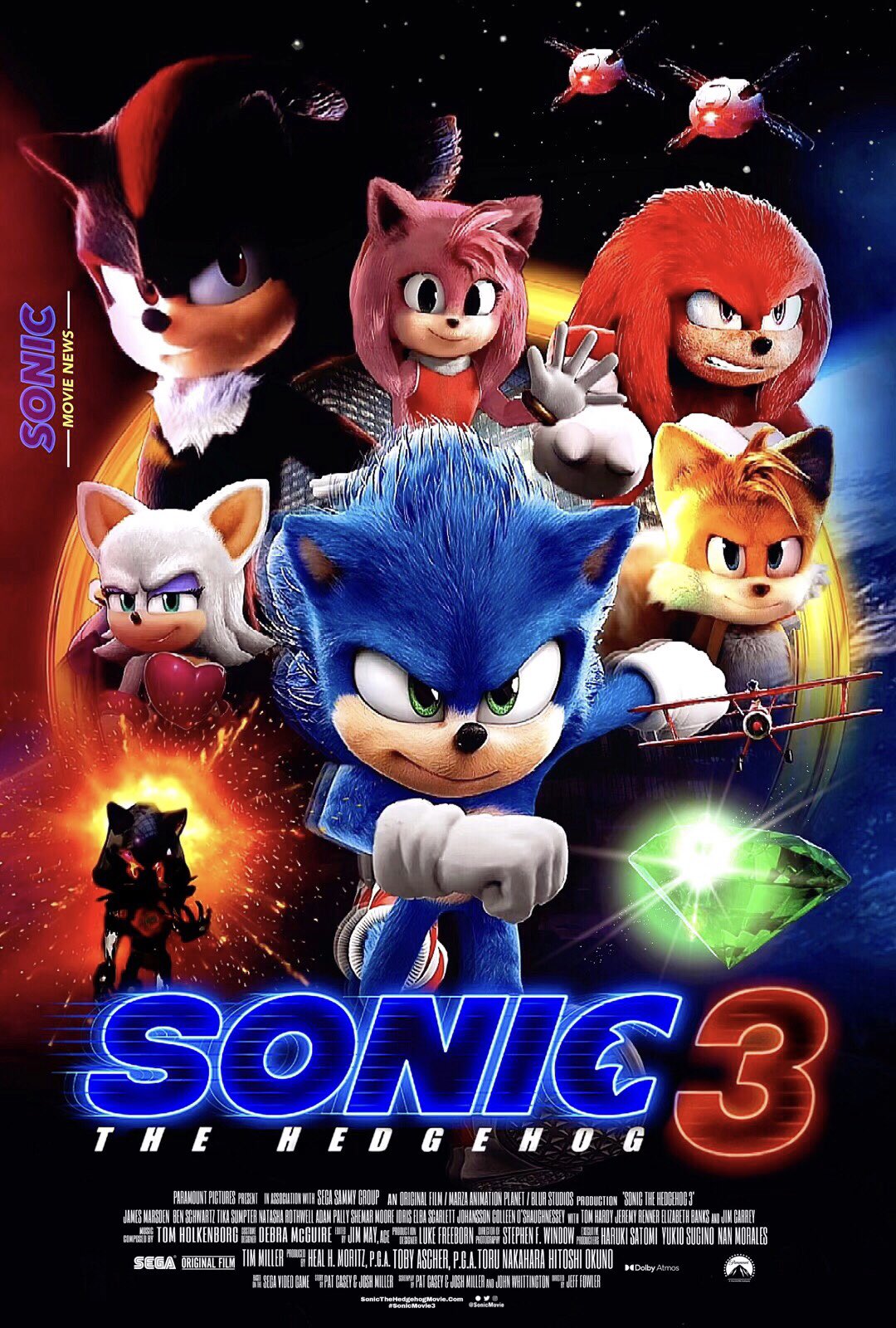 Sonic movienews on X: Sonic The Hedgehog 3 hits movie theaters on December  20th 2024! 🔥 Poster design: @sonicmovienews 👀 #sonic #sonicmovie  #sonicmovie3 #sonicthehdgehog #knuckles #knucklestheechidna #amyrose  #posterdesign #MoviePoster