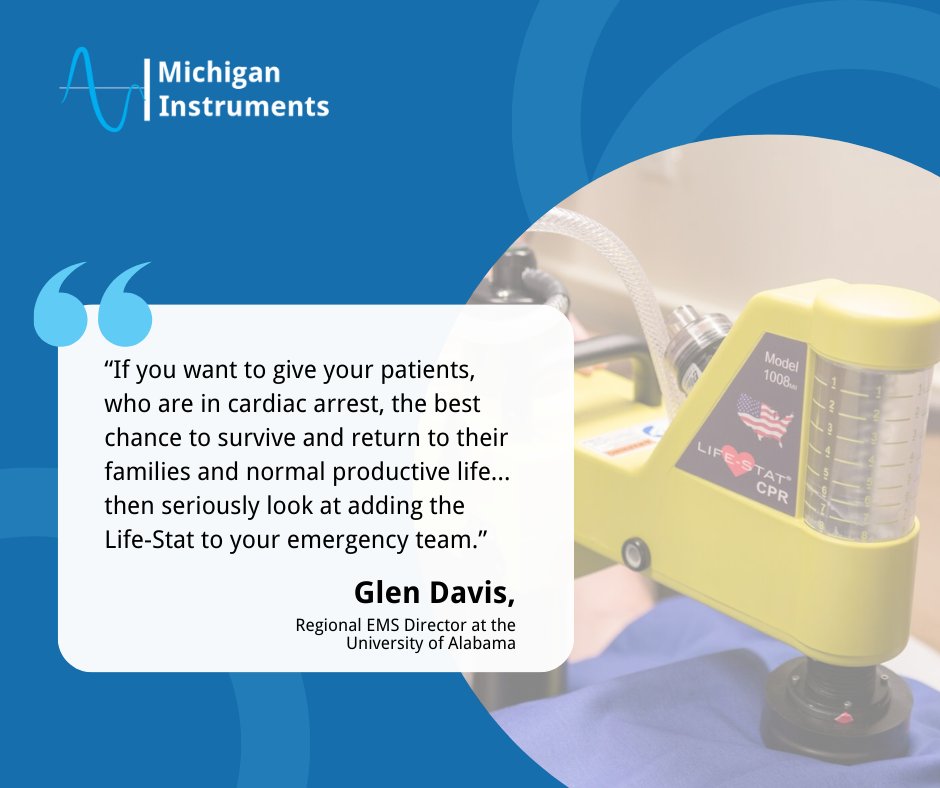 MichInst's tweet image. Glen Davis, the Regional EMS Director at the University of Alabama, attests to the remarkable life saving capabilities of the Life-Stat. 

Discover more about his experience and his insights on how this device is revolutionizing emergency services. ⬇️
bit.ly/3txGAXw