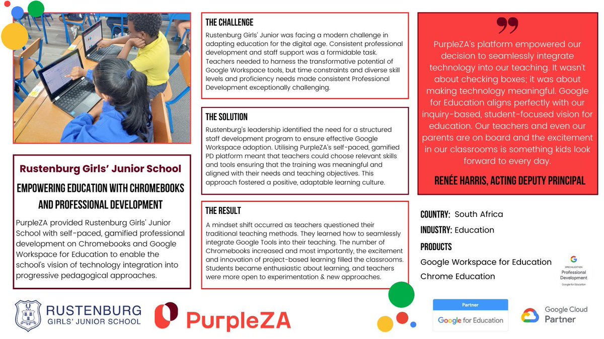 We love empowering education with Chromebooks and #PD. Check out the feedback from @rgjs1894 / Rustenburg Girls' Junior School. Then contact us to help you with Google for Education deployments, training and change management. @digicloudafrica #GoogleEI #GoogleET #GoogleChampions