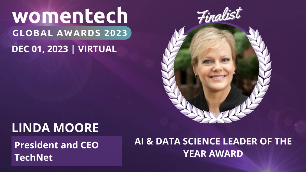 TechNet Northeast (@technetne) on Twitter photo TechNet President and CEO <a href="/LindaMooreDC/">Linda Moore</a> has been named a finalist for <a href="/WomenTechNet/">WomenTech Network</a>'s AI & Data Science Leader of the Year Award. Vote for Linda here: bit.ly/3sQPa72. #WTGA2023 TechNet President and CEO <a href="/LindaMooreDC/">Linda Moore</a> has been named a finalist for <a href="/WomenTechNet/">WomenTech Network</a>'s AI & Data Science Leader of the Year Award. Vote for Linda here: bit.ly/3sQPa72. #WTGA2023