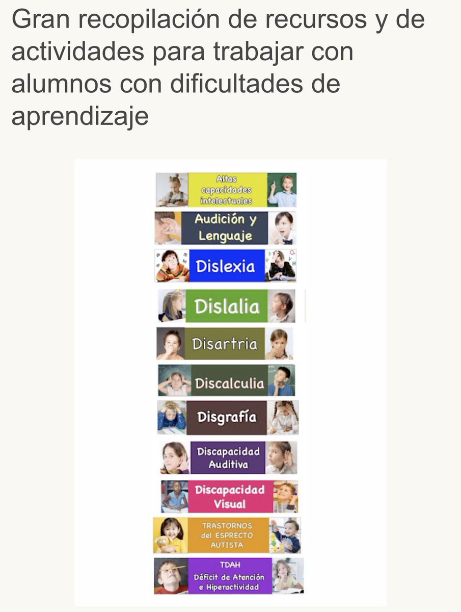 Gran recopilación de recursos y de actividades para trabajar con alumnos con dificultades de aprendizaje. 👉 ayudaparamaestros.com/2023/11/gran-r…