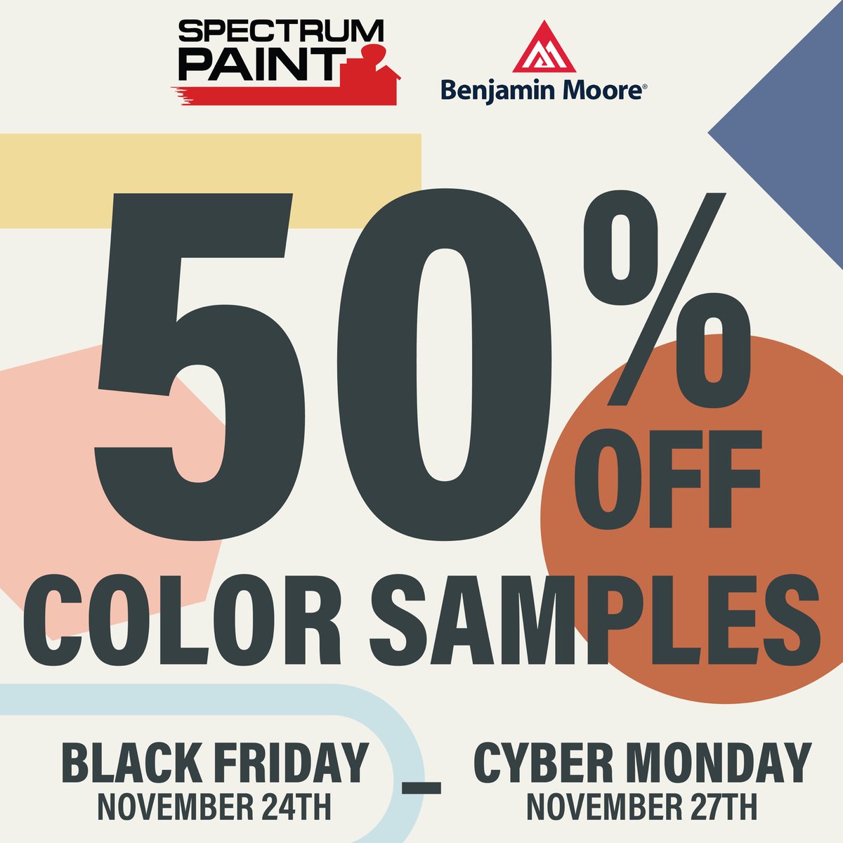 SpectrumPaintCo's tweet photo. 50% off color samples ends today! https://t.co/WWGdwWAM0i