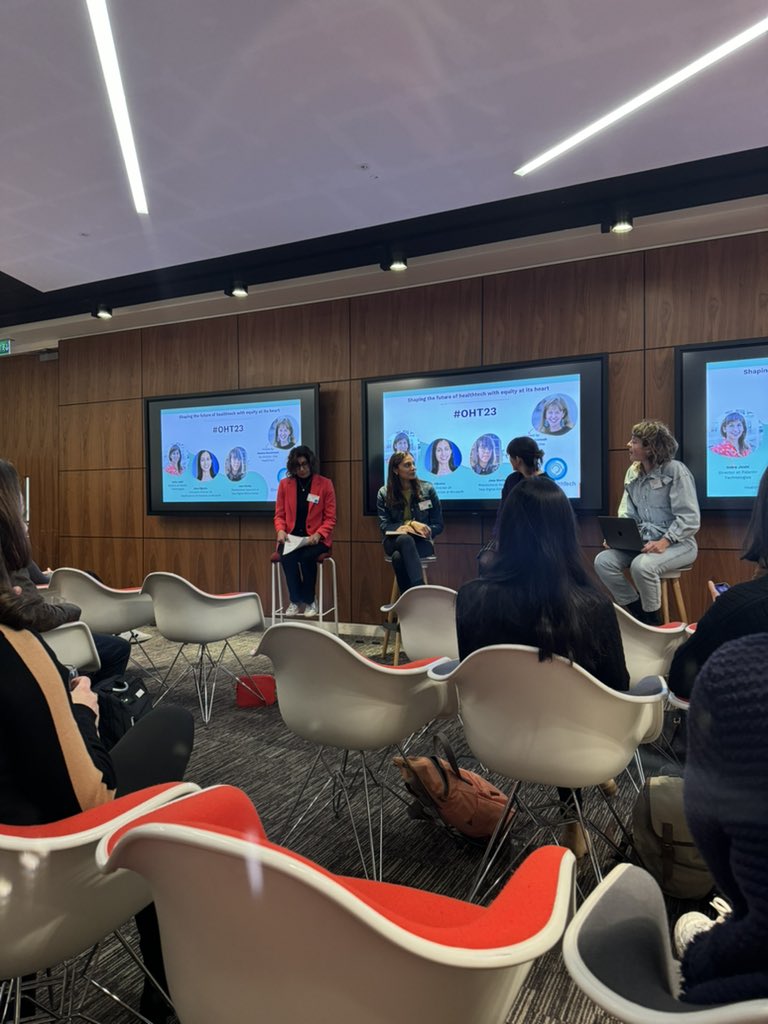 Great to be back at @One_HealthTech London hub event and listening to these amazing powerhouses talk about “shaping the future of healthtech with equity at its heart.” 🙌🏻🙌🏻🙌🏻 @Maxi_Macki @jessRmorley @IndraJoshi10 @annadijkstra #OHT23