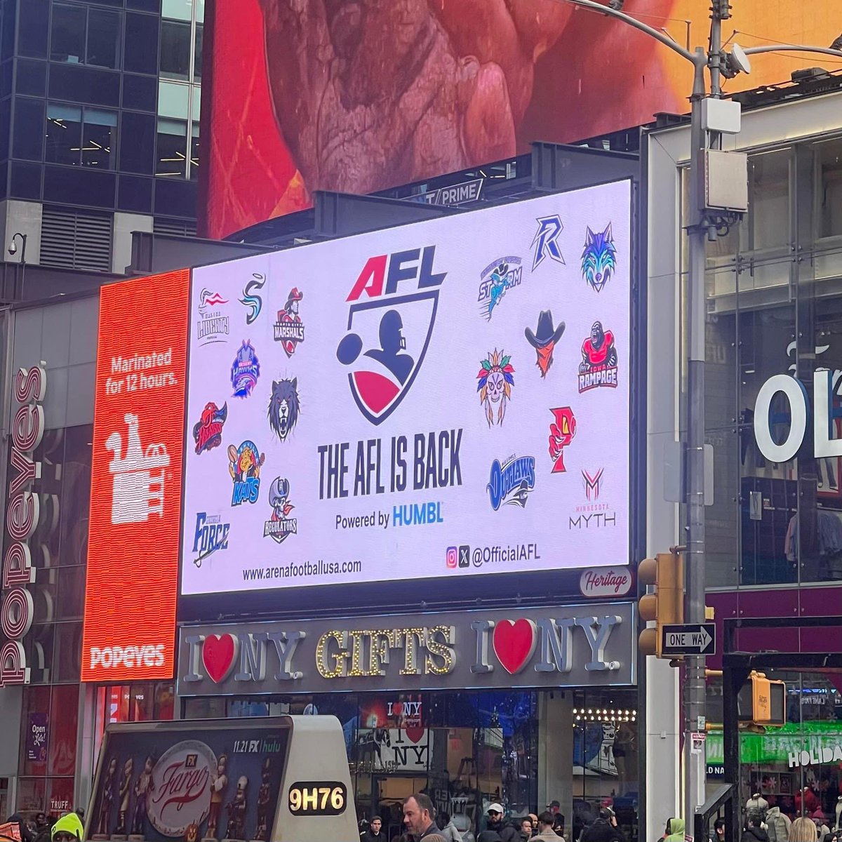 Peep the Marshals logo on a billboard in Times Square as part of tomorrow’s Arena Football League’s announcements! #ThisIsFreakingCool #afl #MarshalsFootball #RapidCityMarshals #TimesSquare #GreatestShowOnTurf