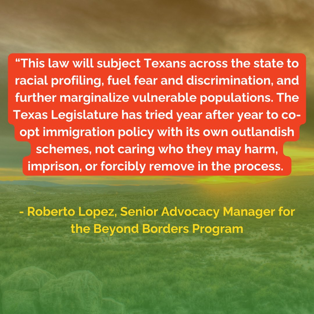 #TXlege ALERT! A racist, discriminatory bill SB 4 received final passage in the fourth session last night (11/15/23). This bill is dangerous, and ignorant, and puts Texans throughout the state at risk of racial profiling and needless arrests.