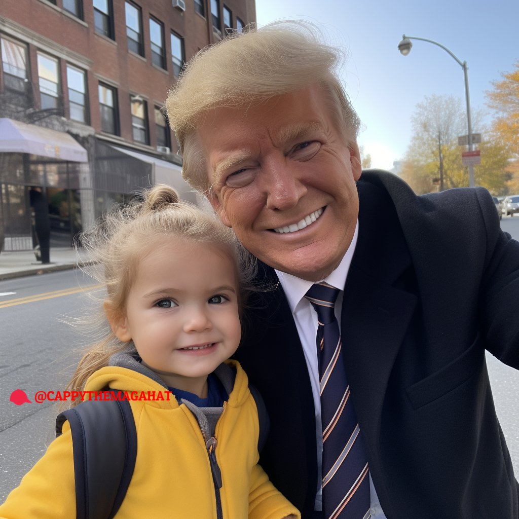 cappythemagahat's tweet photo. Today, President Trump accompanied his granddaughter Carolina to school 🏫!

Disclaimer: this post is partly fictional (the image is fake).

What do you want to see next?

#MAGAMovement #Trump2024 #PresidentTrump #MAGA #TrumpTrain #USFlag #DOJ #TrumpFamily #45thPOTUS #TrumpTeam https://t.co/XB0SdXdfyr