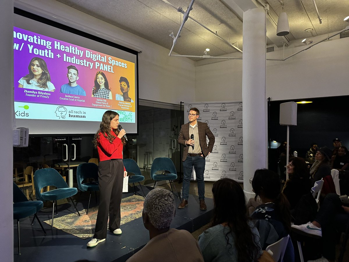 shilpakannan's tweet photo. A full house at @betaworks this evening where we are hosting a Responsible Tech Mixer with @AllTechIsHuman — speakers include Joshua Lavra (Hopelab), Jackie Lho (Global Policy & Engagement, Naver Z), Zhamilya Bilyalova (Inst. For Rebooting Social Media). #safetechsafekids https://t.co/yvJ29EnvQZ