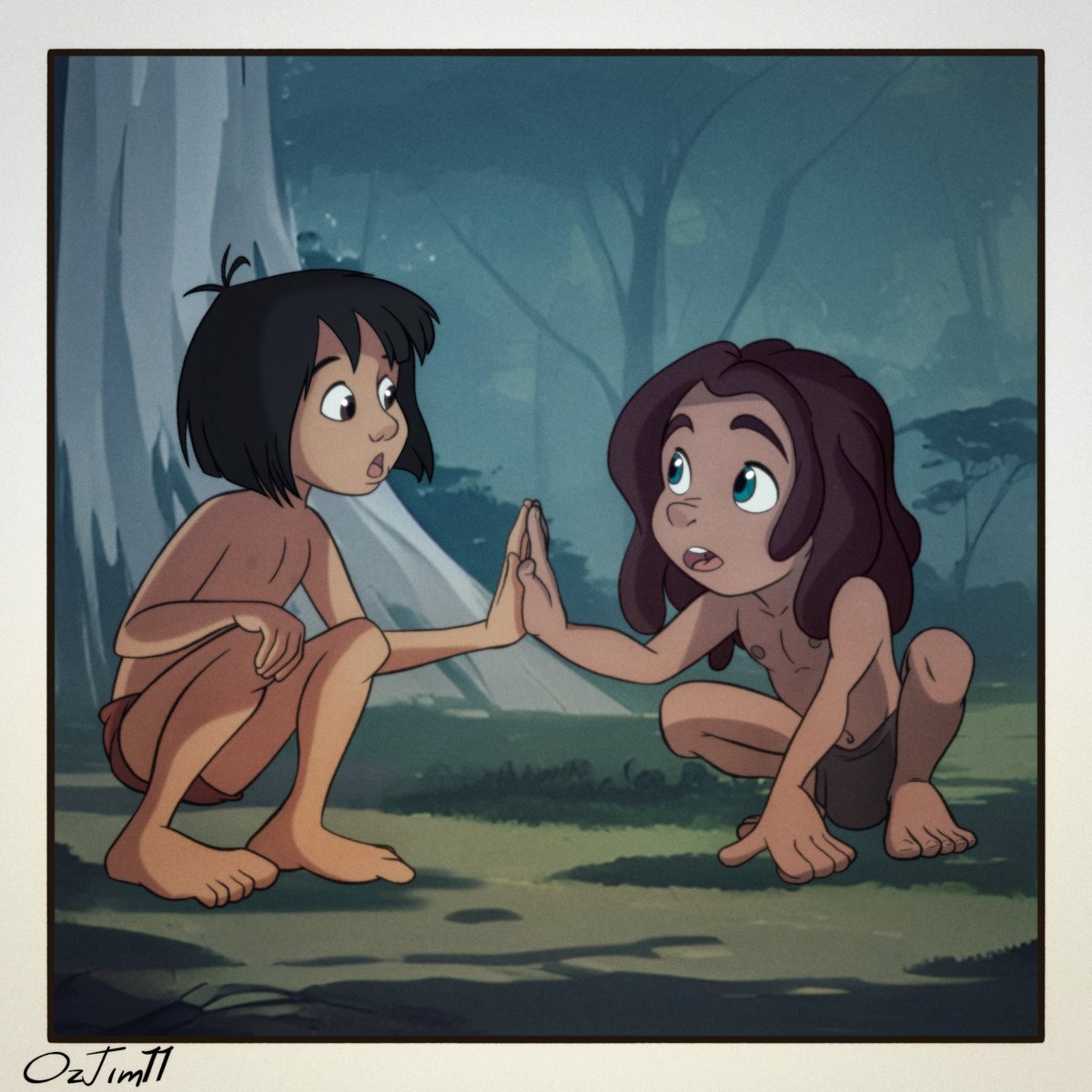 Jungle Crossover. (commission) 🐺🦧

An encounter between a wolf cub and a little Ape.😁🌴🌳
Commission idea by mrdavid93 in Deviantart.

-----------
#Mowgli #Tarzan #thejunglebook #myartstyle #artistamexicano #OzJim11
#art #arte #artist #artwork #drawing #painting  #draw