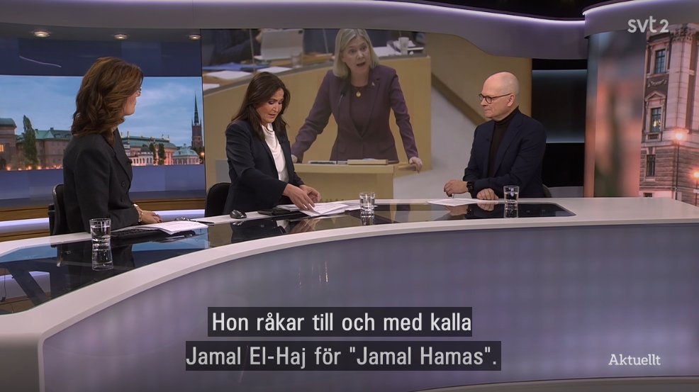Aktuellt ikväll om Magdalena Anderssons replik till Ulf Kristersson i RDn idag: Man undrar om inte "Jamal Hamas" kan vara decenniets freudianska felsägning, ett oavsiktligt erkännande?