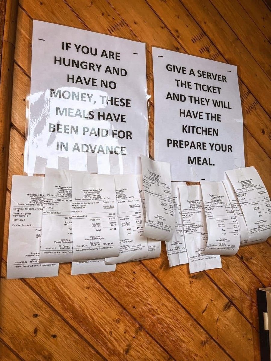 LydiaCornell's tweet photo. Generosity is the antidote to depression. Does anyone know who paid for all these meals? What a simple gesture of kindness this is: https://t.co/DnKavcUq1e