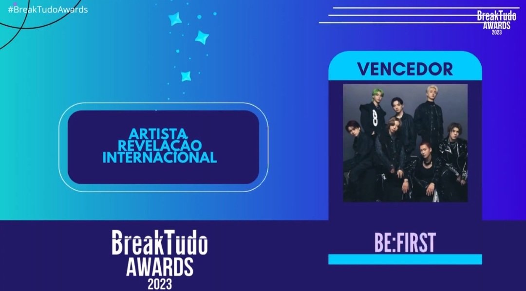 Break Tudo Awards2023
国際新人アーティスト部門
BE:FIRST受賞🏆️おめでとう🎊
MTV受賞に続き本当に凄ーい😭✨️
こっちもポチポチみんなで頑張って良かったねぇ😭💕
ビーファおめでとうーーー💖
BESTYおめでとうーーー💖
#BreakTudoAwards 
#BEFIRST