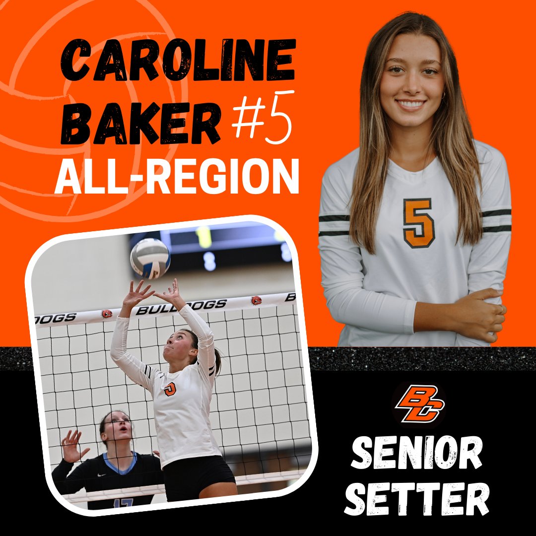 Congrats to our Senior Setter, #5 Caroline Baker on being named All-Region! The BCVB program is very proud! #GoBulldogs #BCVB