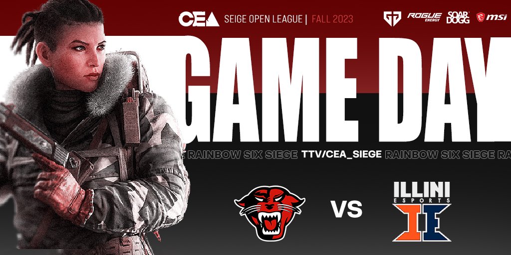 ‼️ Quarter Finals ‼️

Tonight’s match up is going live soon!
<a href="/DU_Esport/">Davenport Esports</a> vs. <a href="/Illini_esports/">Illini Esports</a> 

&gt;&gt;&gt; starts at 8 EST @ twitch.tv/CEA_Siege