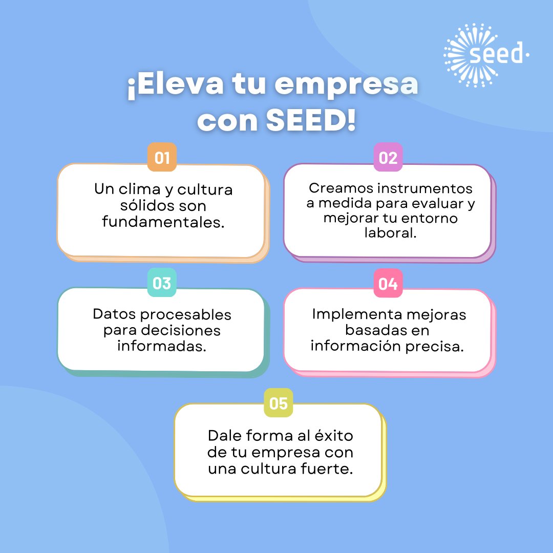 SEED_RH's tweet photo. 🚀 Potencia tu empresa con SEED: herramientas personalizadas para una cultura sólida. Datos procesables, decisiones informadas. ¡Eleva tu empresa! 💪🌱 #CulturaEmpresarial https://t.co/Xhyi3AqNT5