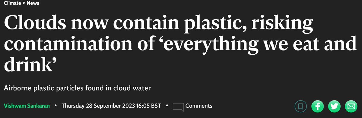 I thought I was well informed but heard of this in the last 5 minutes. Microplastics in clouds rain down and could contaminate “nearly everything we eat and drink”. It's always something with these humans. #ResistanceEarth #wtpEARTH #BlueEarth #DemVoice1 independent.co.uk/climate-change…