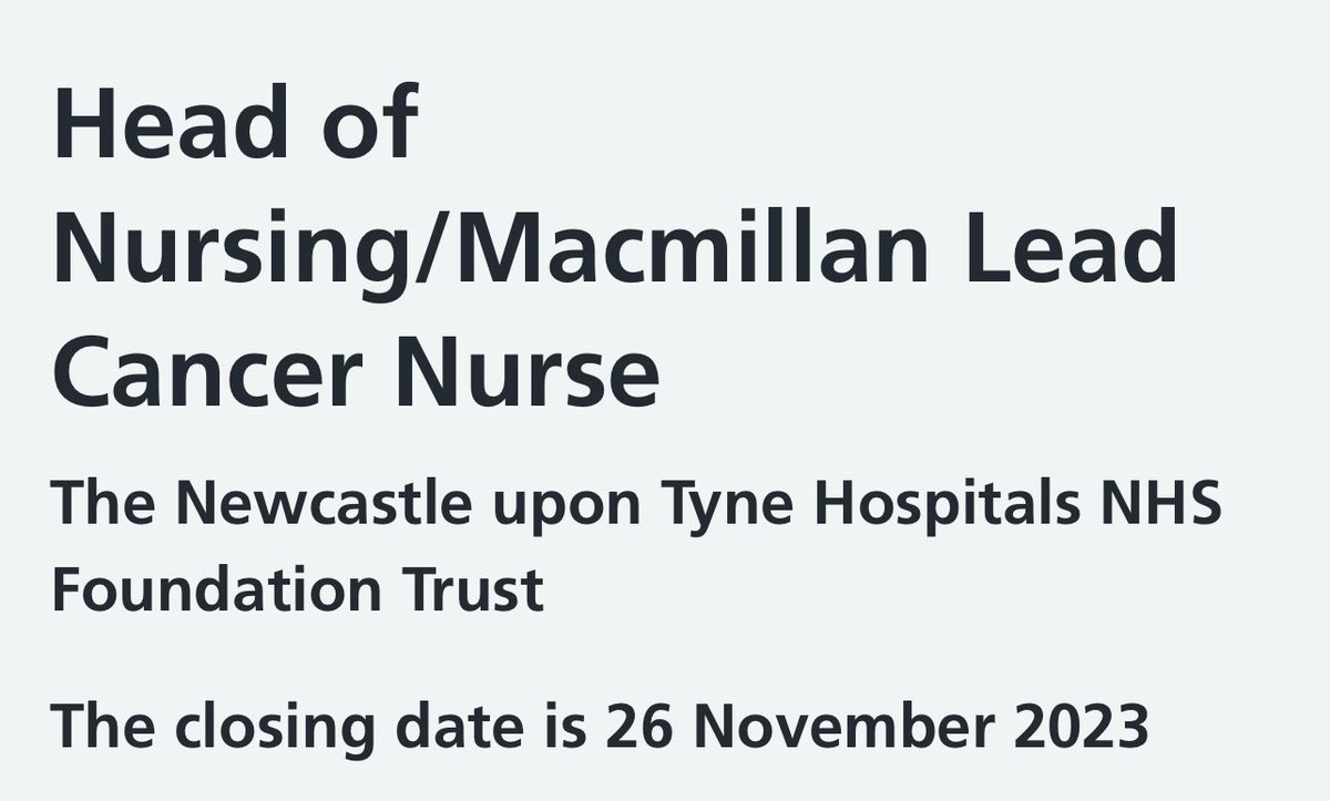 Are you looking to progress your career as a senior nurse in cancer care ?

jobs.nhs.uk/candidate/joba…