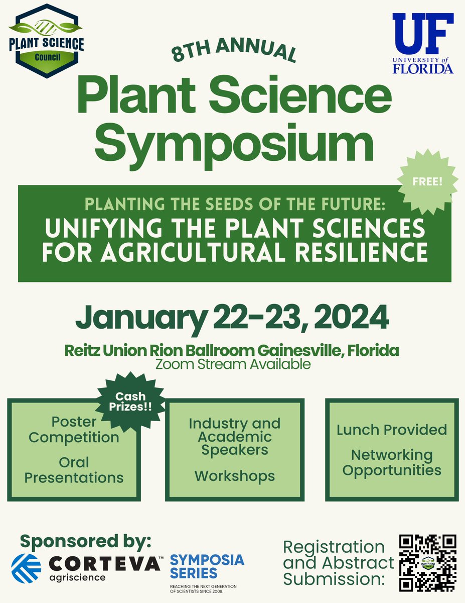 The Plant Science Council is excited to announce the dates for our 8th Annual Plant Science Symposium!

Registration and abstract submissions for the poster competition and oral presentations are in our bio.

More information regarding speakers, workshops, and schedule to come!