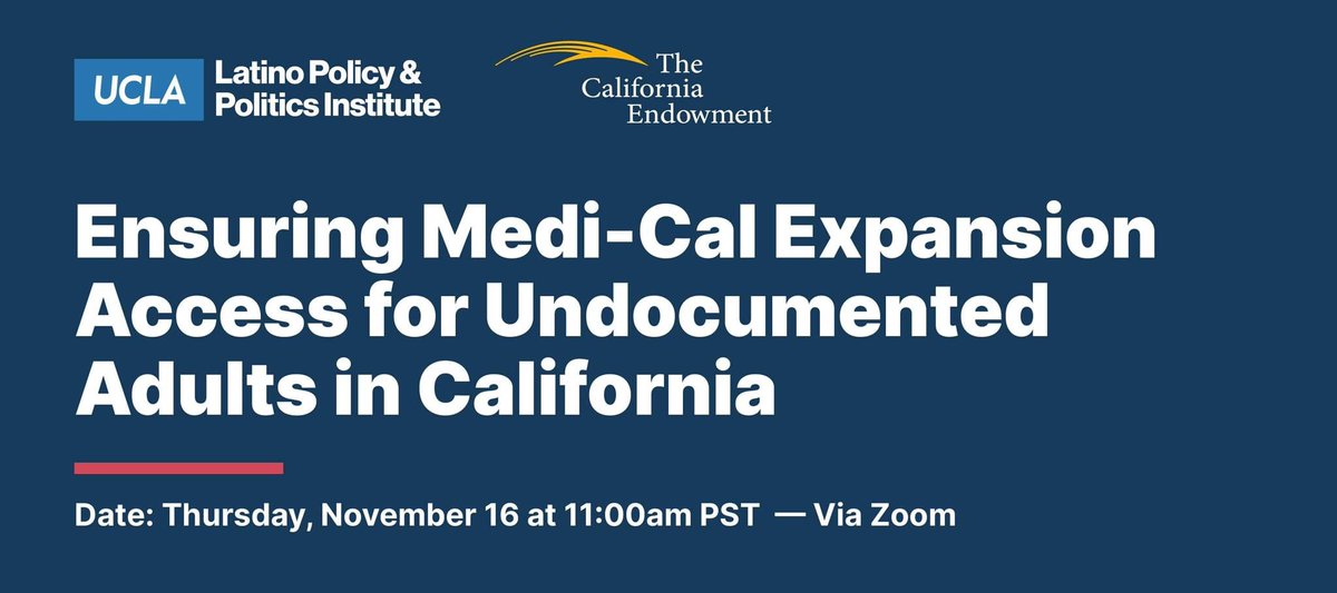 mivotomisalud (@mivotomisalud) on Twitter photo TOMORROW: Join <a href="/AltaMedHealthS/">AltaMed Health Services</a>, <a href="/UCLAlatino/">UCLA Latino Policy & Politics Institute</a>, and <a href="/CalEndow/">California Endowment</a> for a discussion on the challenges undocumented adults in #California face in accessing #healthcare.
Register now ➡️ ucla.zoom.us/webinar/regist…. TOMORROW: Join <a href="/AltaMedHealthS/">AltaMed Health Services</a>, <a href="/UCLAlatino/">UCLA Latino Policy & Politics Institute</a>, and <a href="/CalEndow/">California Endowment</a> for a discussion on the challenges undocumented adults in #California face in accessing #healthcare.
Register now ➡️ ucla.zoom.us/webinar/regist….