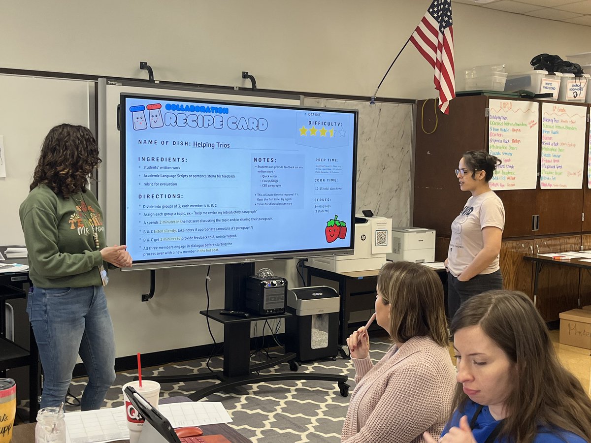 TiaMaRena's tweet photo. Cooking up Collaboration PD! #eduprotocols #IronChef My favorite part was hearing teachers present (share their recipes) on a new collaborative strategy they want to try! #WPSproud #PVMSproud #wearejustgettingstarted #igettodothis https://t.co/8wkTT424Ea