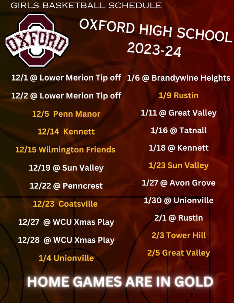 2023-2024 schedule